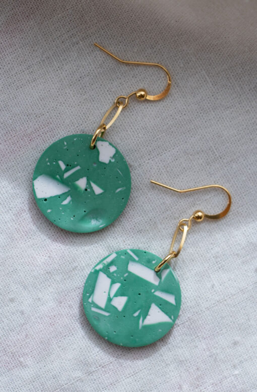 Unique round earrings - Turquoise green 3