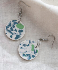 Unique round earrings - blue and green 8
