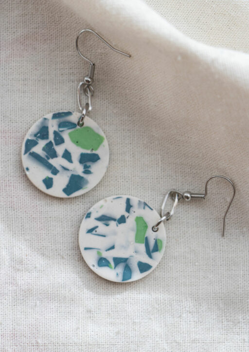 Unique round earrings - blue and green 4