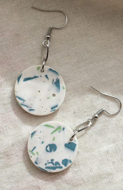 Unique round earrings - blue and green 2