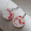 Unique round earrings - White and red 4
