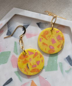 Unique round earrings - Yellow and orange 9