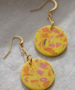 Unique round earrings - Yellow and orange 8