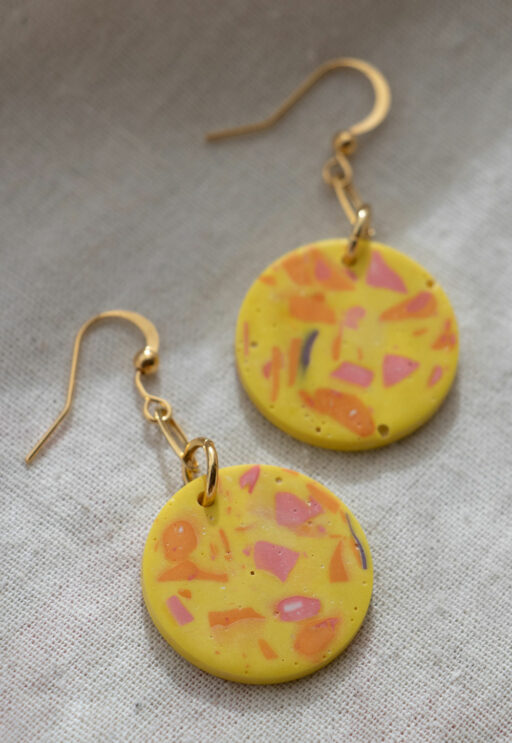 Unique round earrings - Yellow and orange 3