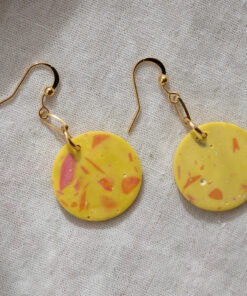 Unique round earrings - Yellow and orange 10