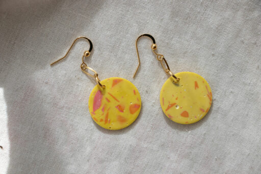 Unique round earrings - Yellow and orange 5