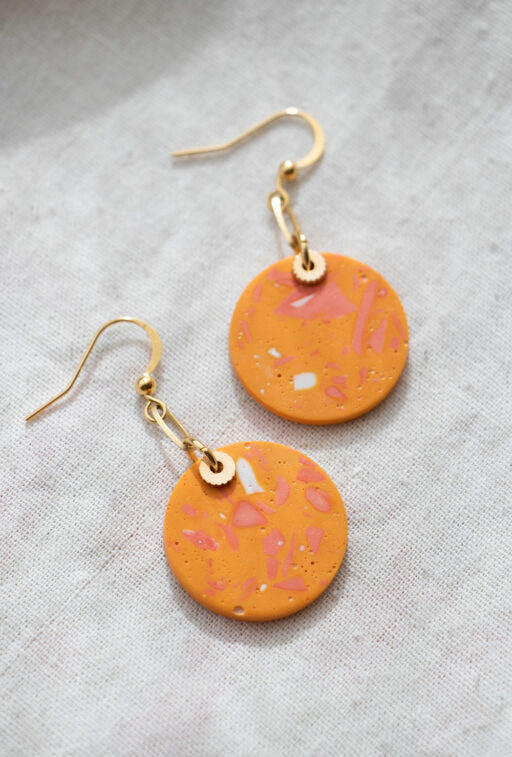 Unique round earrings - Orange 1