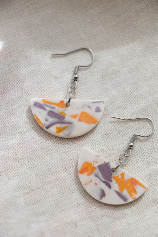 Unique earrings - White and purple 3