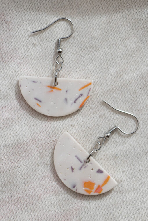 Unique earrings - White and purple 2