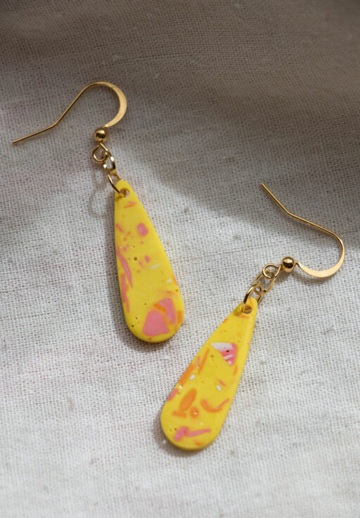 Unique drop earrings - Yellow and orange 2