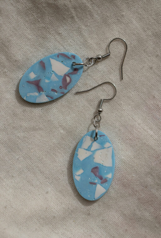 Unique oval earrings - Blue and purple 4