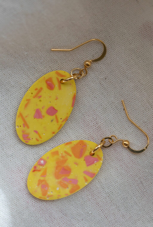 Uniques oval earrings - Yellow and orange 7