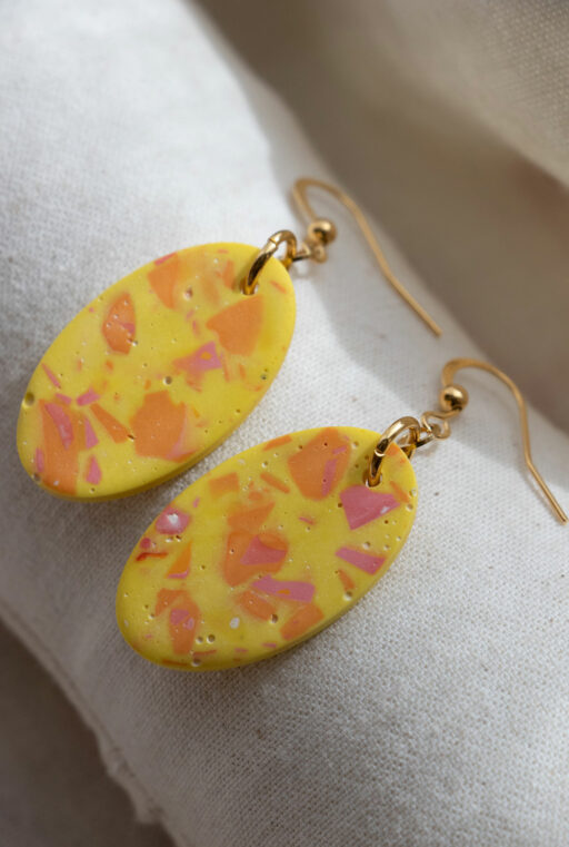 Uniques oval earrings - Yellow and orange 6