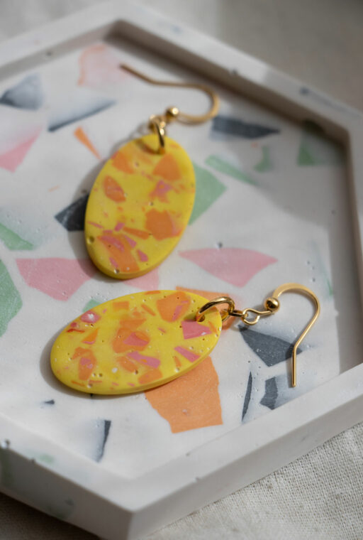 Uniques oval earrings - Yellow and orange 2