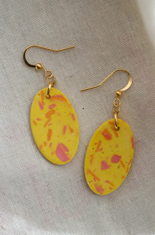 Uniques oval earrings - Yellow and orange 4