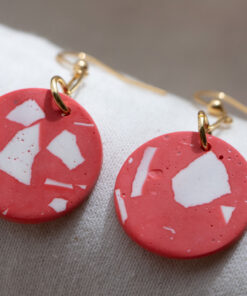Unique round earrings - Red 5