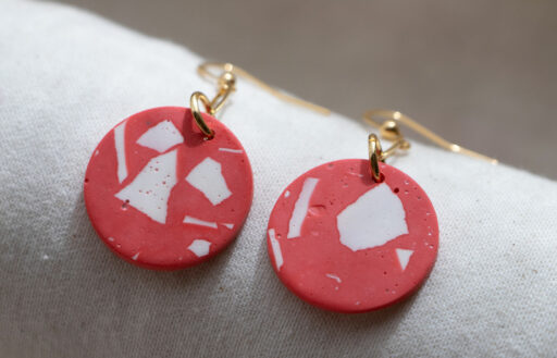 Unique round earrings - Red 2