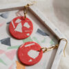 Unique round earrings - Red 8