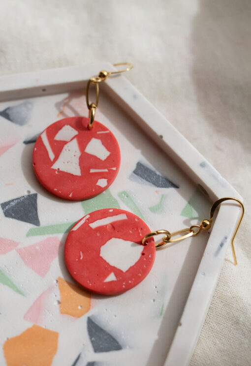 Unique round earrings - Red 1