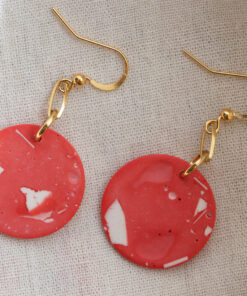Unique round earrings - Red 6