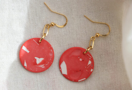 Unique round earrings - Red 3