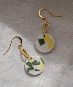 Unique medium earrings - Khaki and Lemon 4