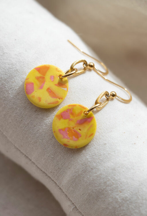 Medium single earrings - Orange and yellow 1