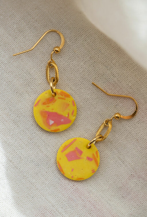 Medium single earrings - Orange and yellow 3