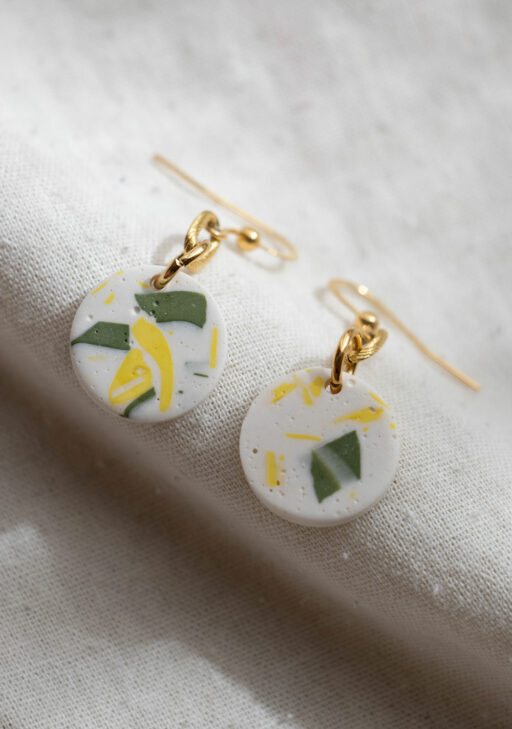 Medium unique earrings - Khaki and lemon 1
