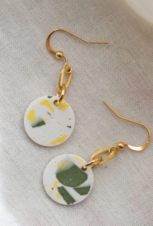 Medium unique earrings - Khaki and lemon 2