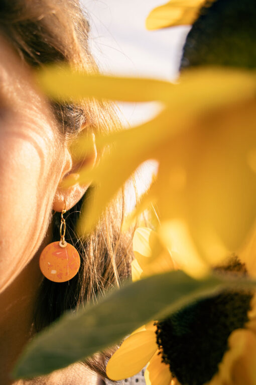 Unique round earrings - Tangerine 4