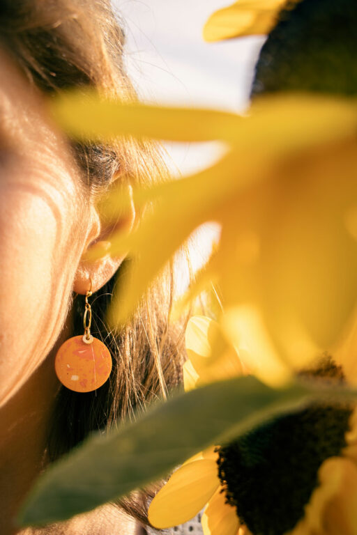 Unique round earrings - Orange 2