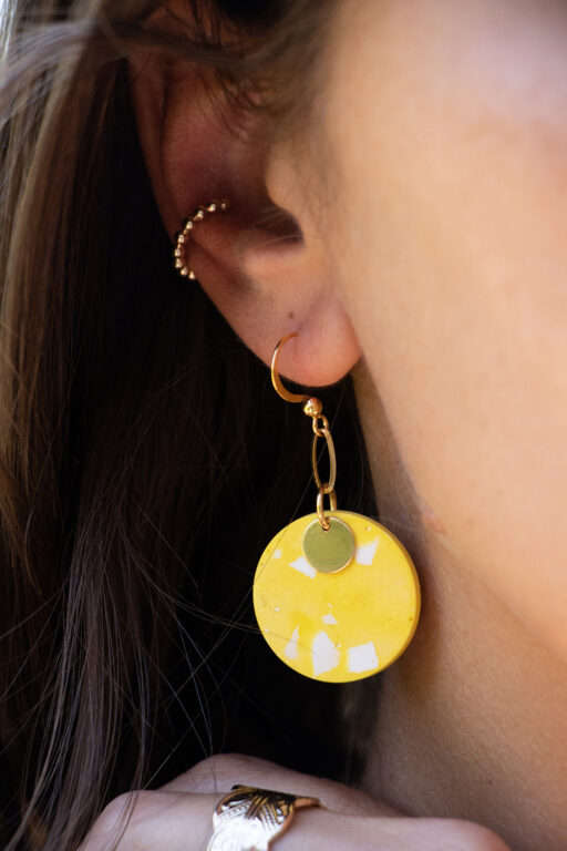 Unique round earrings - Lemon 1