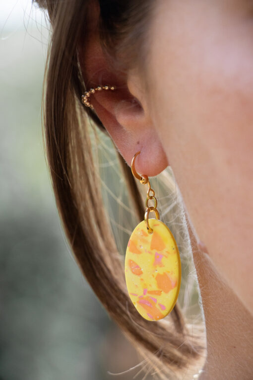 Unique oval earrings - Tangerine 4