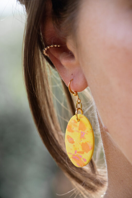 Uniques oval earrings - Yellow and orange 3