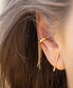 Bague d'oreille avec chaînes pendantes - Plaqué or 11