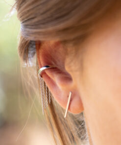Bague d'oreille avec chaînes pendantes - Plaqué or 7