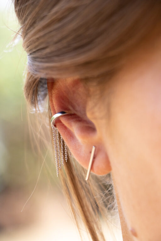 Bague d'oreille avec chaînes pendantes - Plaqué or 2