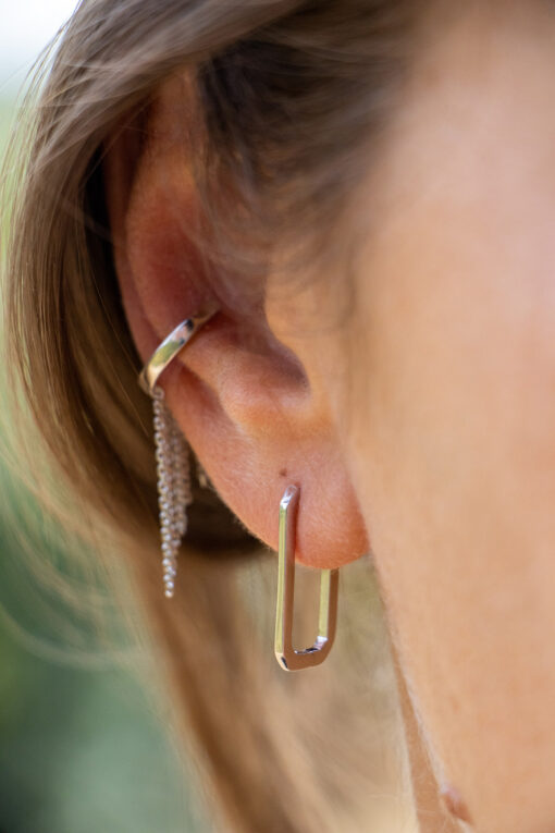 Ear cuff with dangling chains - Silver 2