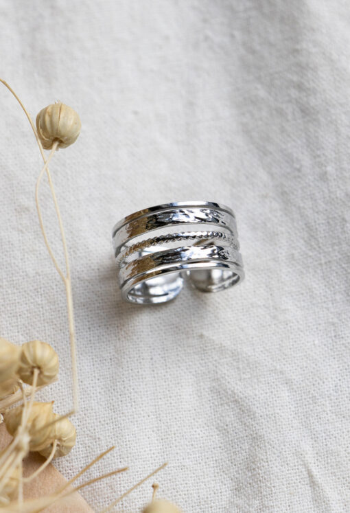 Ring with 5 simple rows - Silver 1