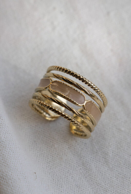 5 row ring - Taupe and gold 3