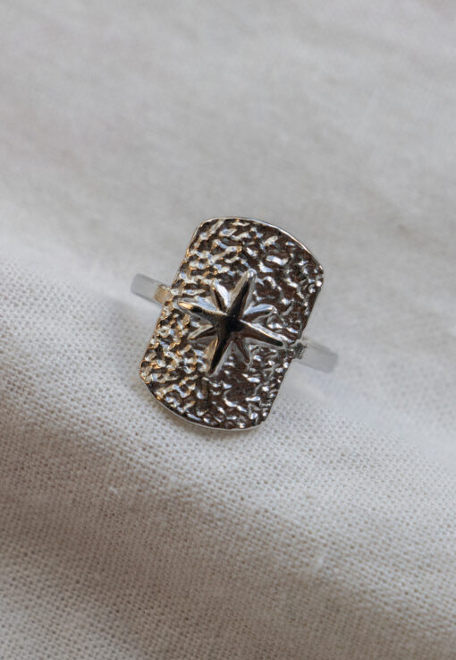 Star Hammered Ring - Silver 4