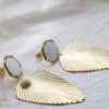 XL leaf earrings - White and gold 11