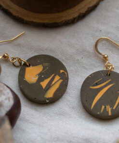 Unique round earrings - Tangerine and chocolate 7