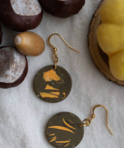 Unique round earrings - Tangerine and chocolate 8