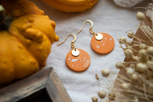 Unique round earrings - Tangerine 3
