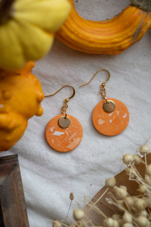Unique round earrings - Tangerine 1