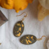 Unique oval earrings - Tangerine and chocolate 8