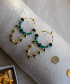 Golden Soélie hoop earrings - Emerald green 9
