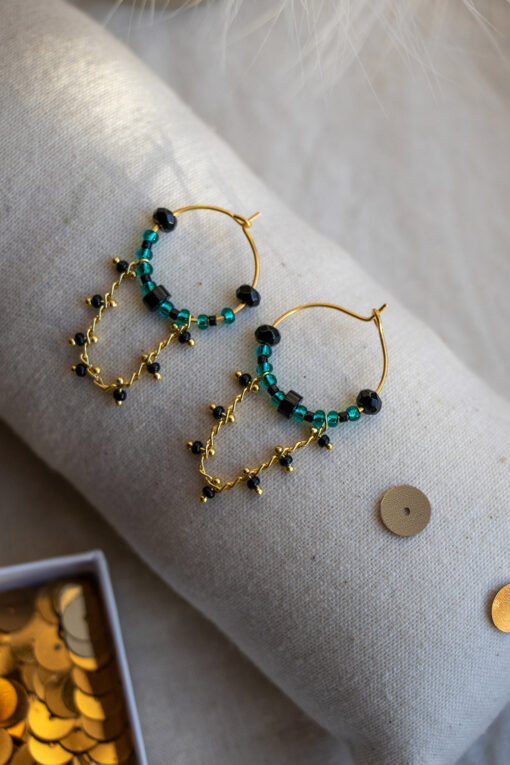 Golden Soélie hoop earrings - Emerald green 5